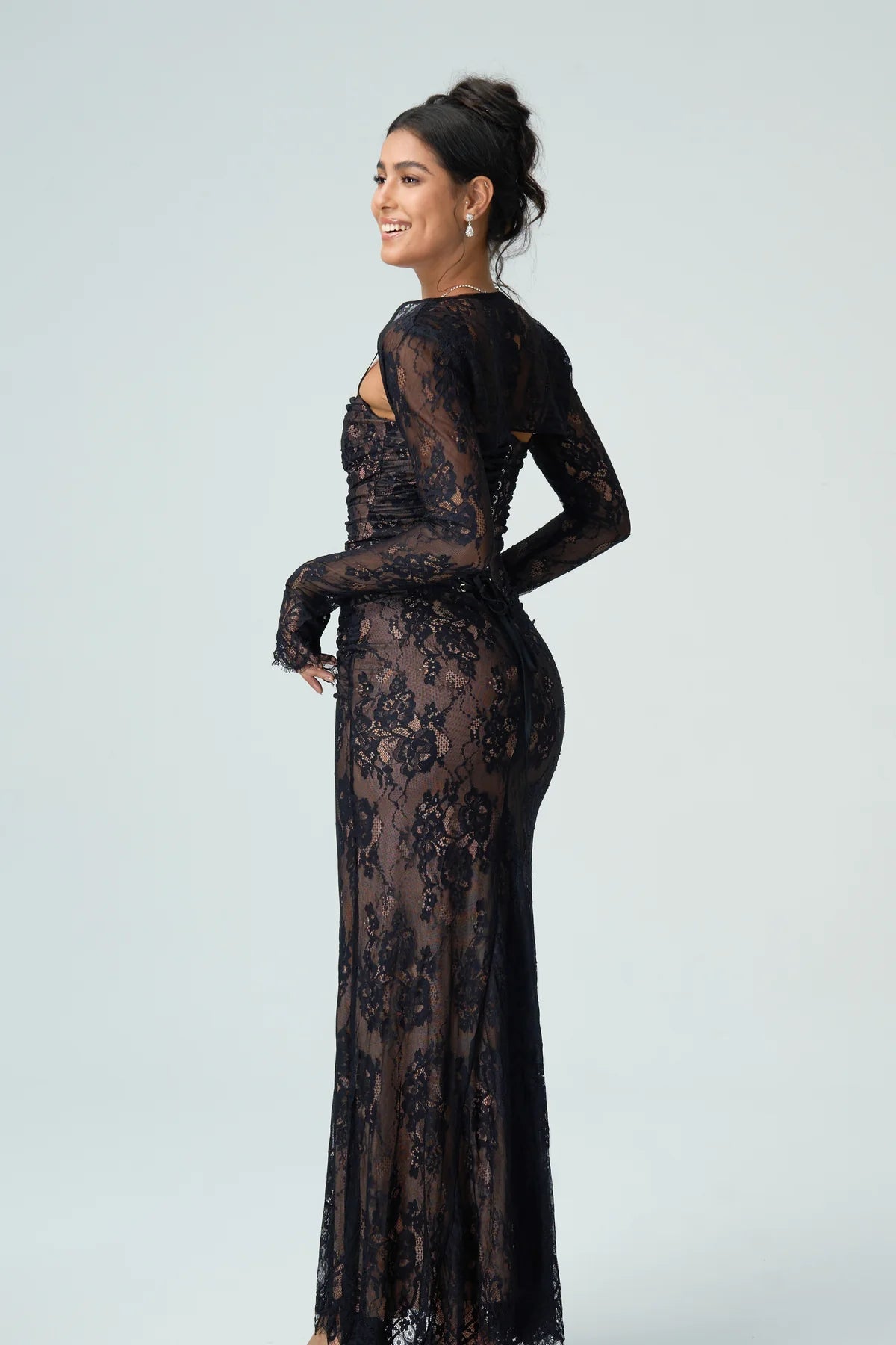 Kantjurk Dames Met Lange Mouwen Elegante Avondjurk