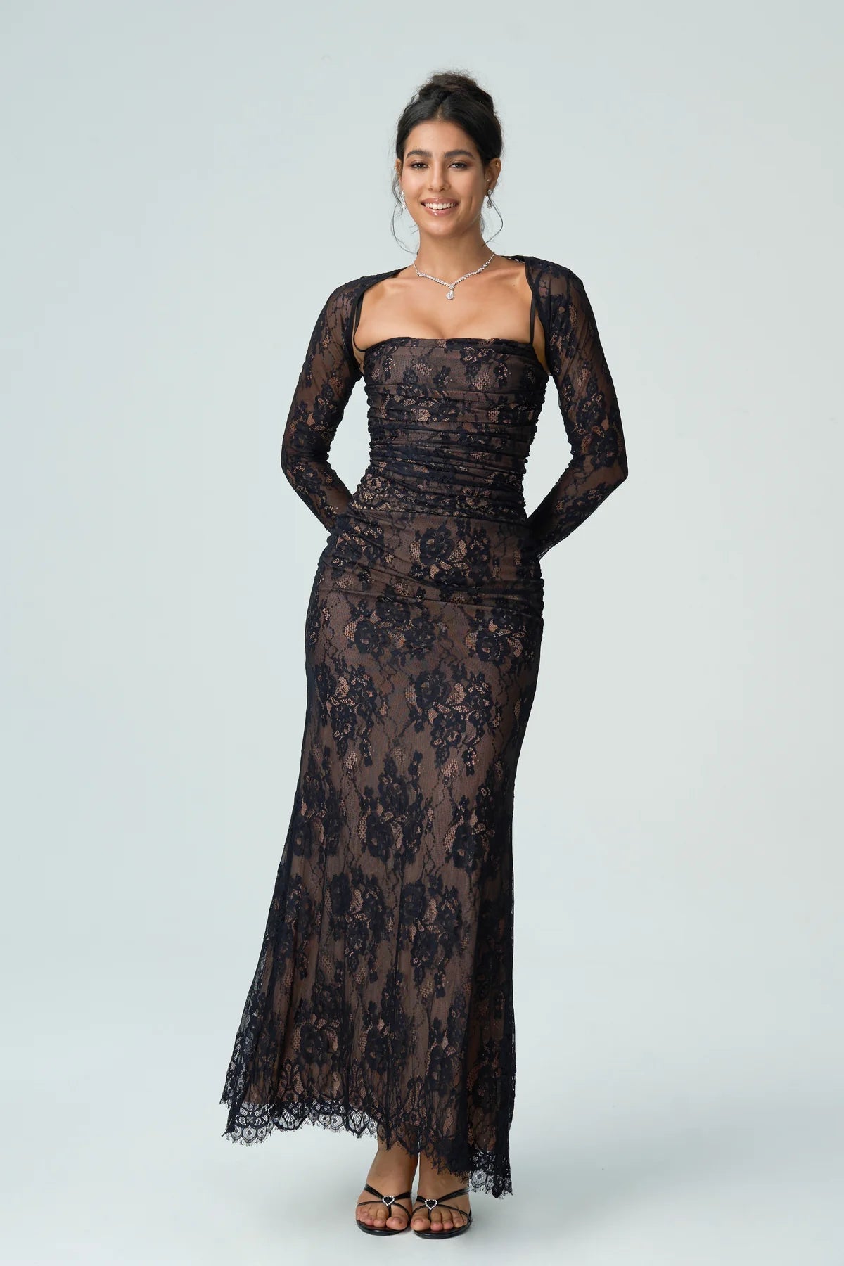 Kantjurk Dames Met Lange Mouwen Elegante Avondjurk