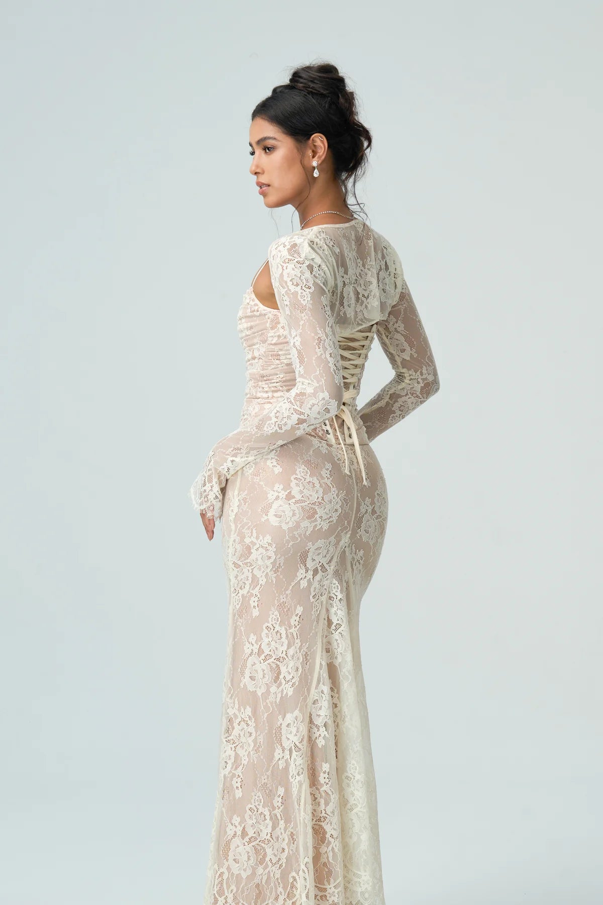 Kantjurk Dames Met Lange Mouwen Elegante Avondjurk
