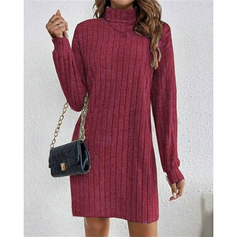 Imogen | Ribbed High-Collar Sweater Dress