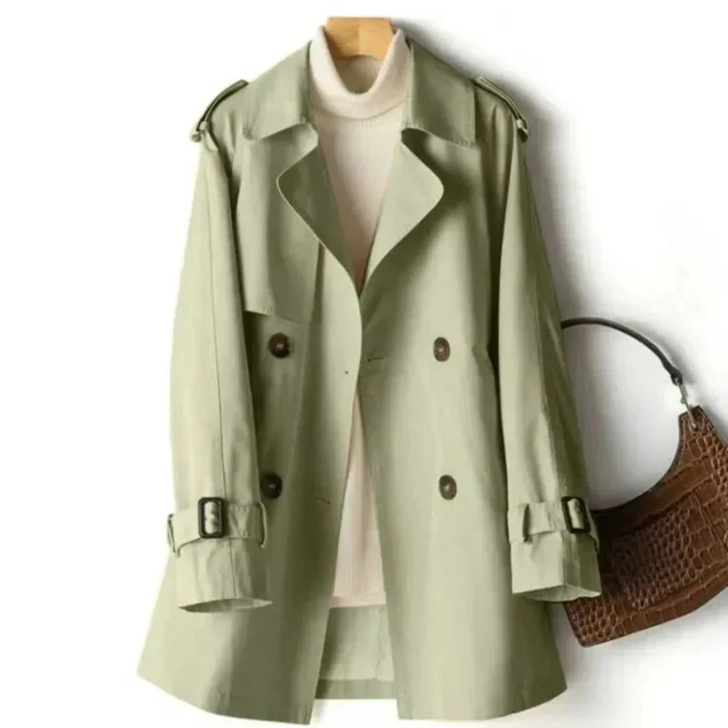 Classic Trench Coat for Women with Double-Breasted Closure