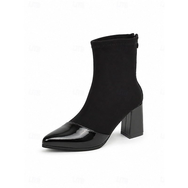 Lucia | Stylish Cap-Toe Chunky Heel Ankle Booties
