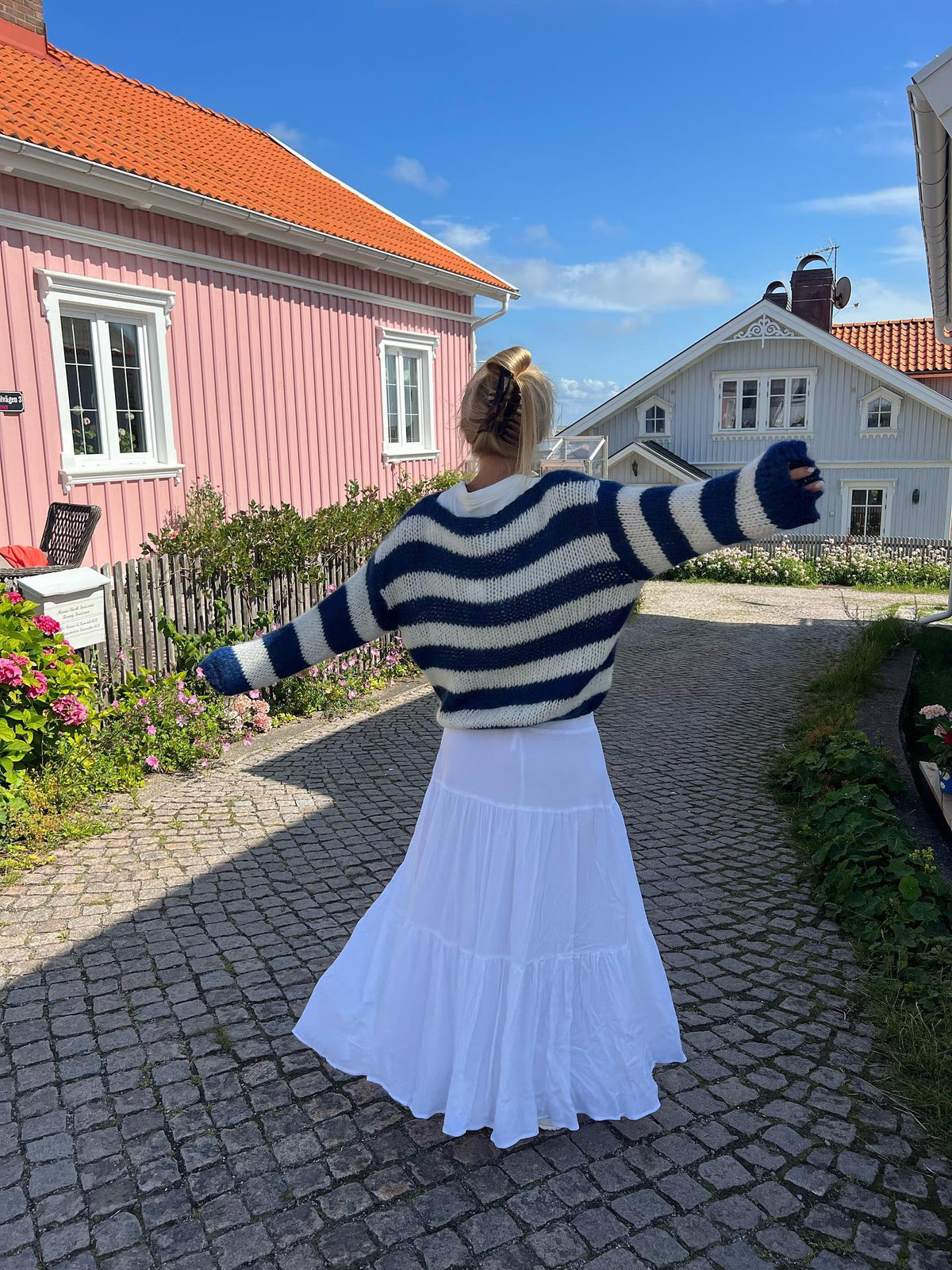 Round Neck Striped Oversized Sweater