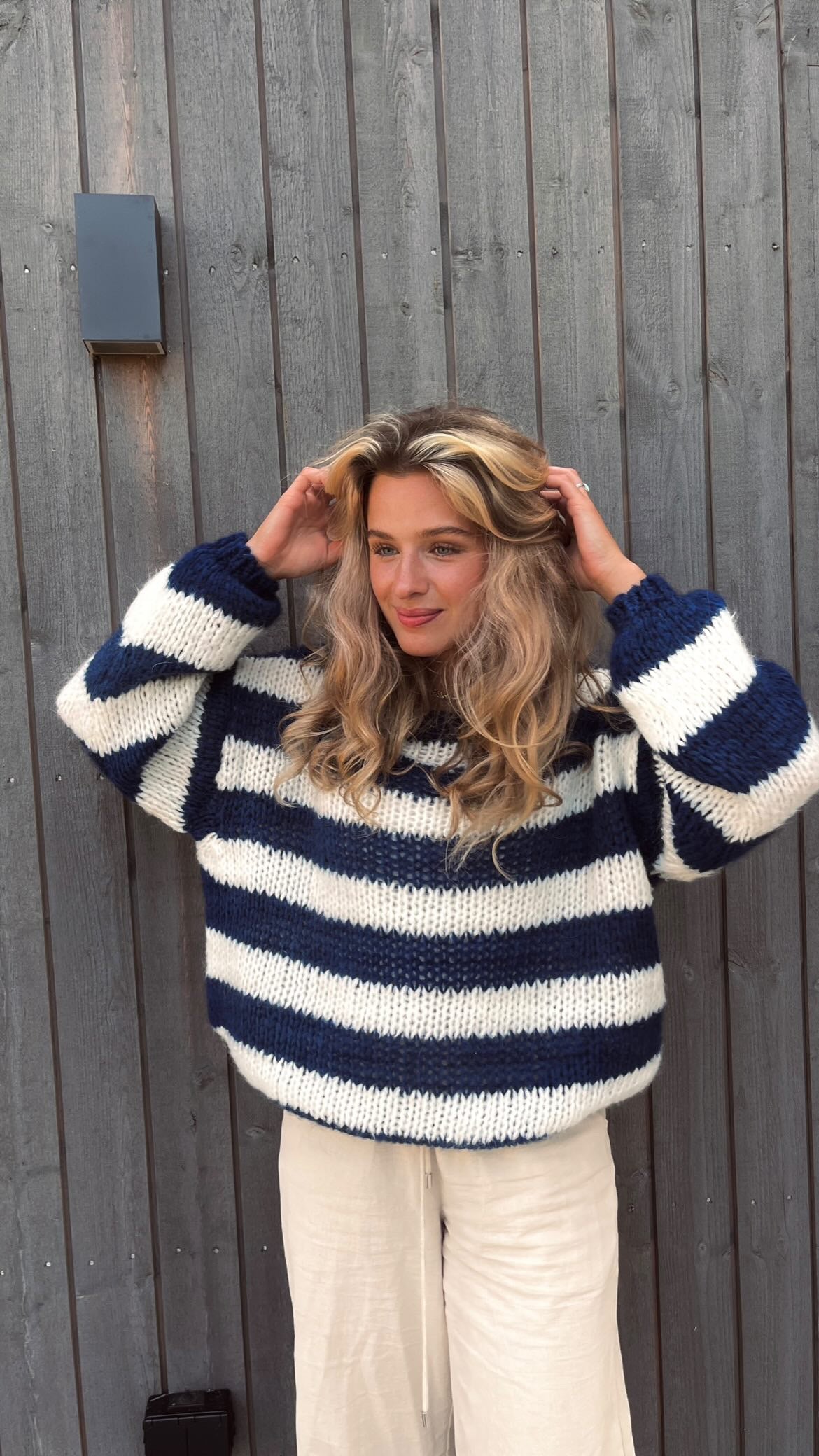 Round Neck Striped Oversized Sweater