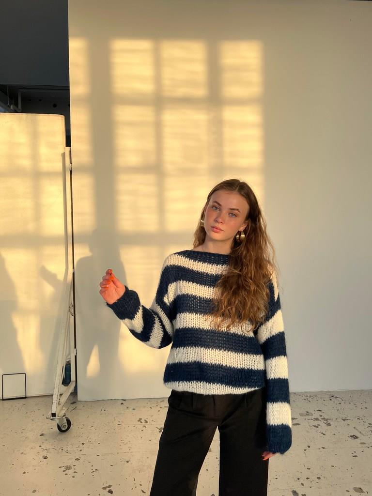 Round Neck Striped Oversized Sweater
