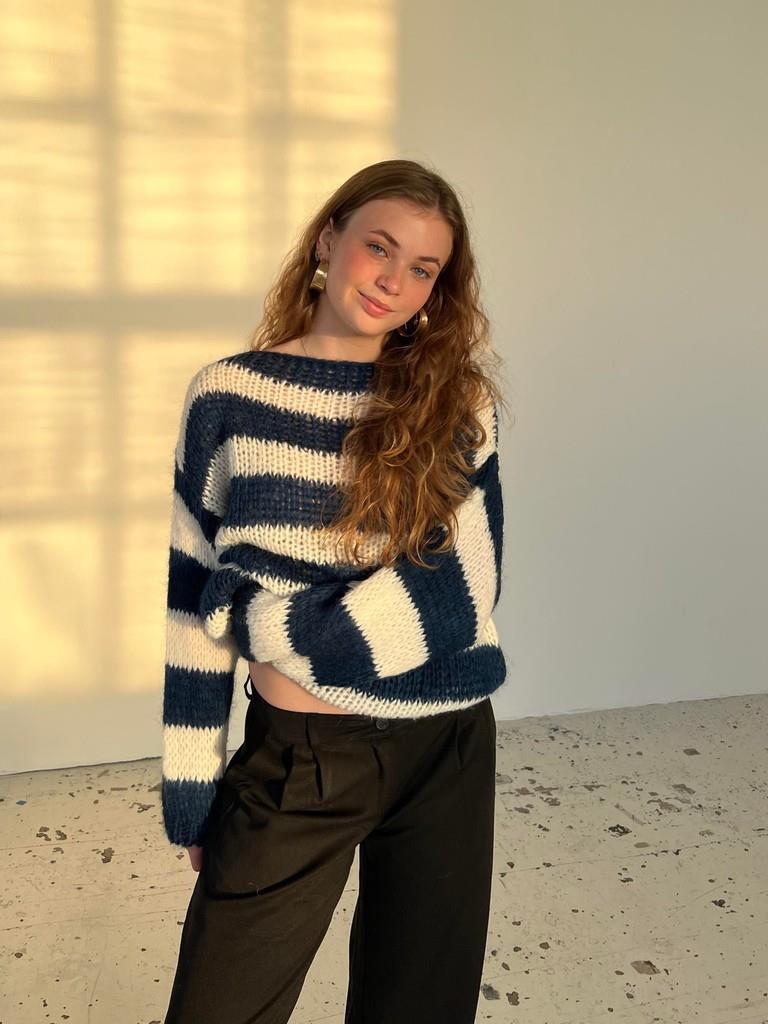 Round Neck Striped Oversized Sweater