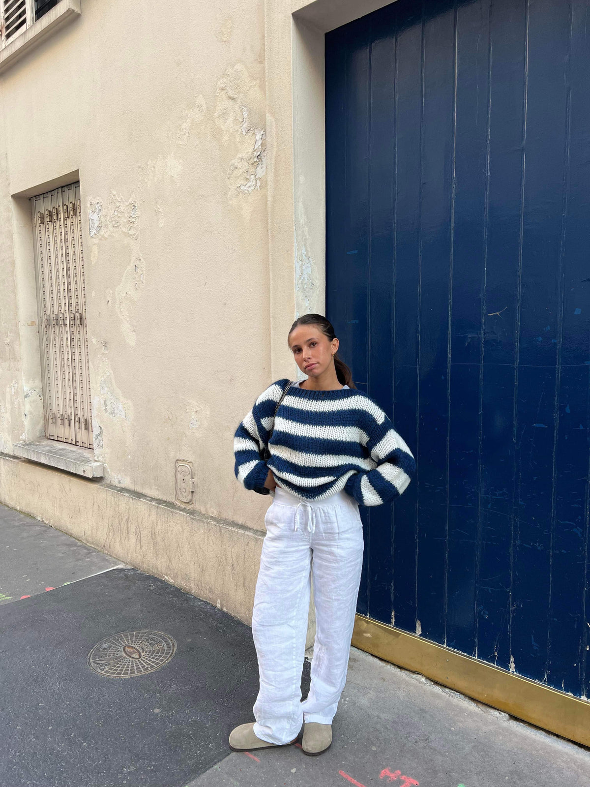 Round Neck Striped Oversized Sweater
