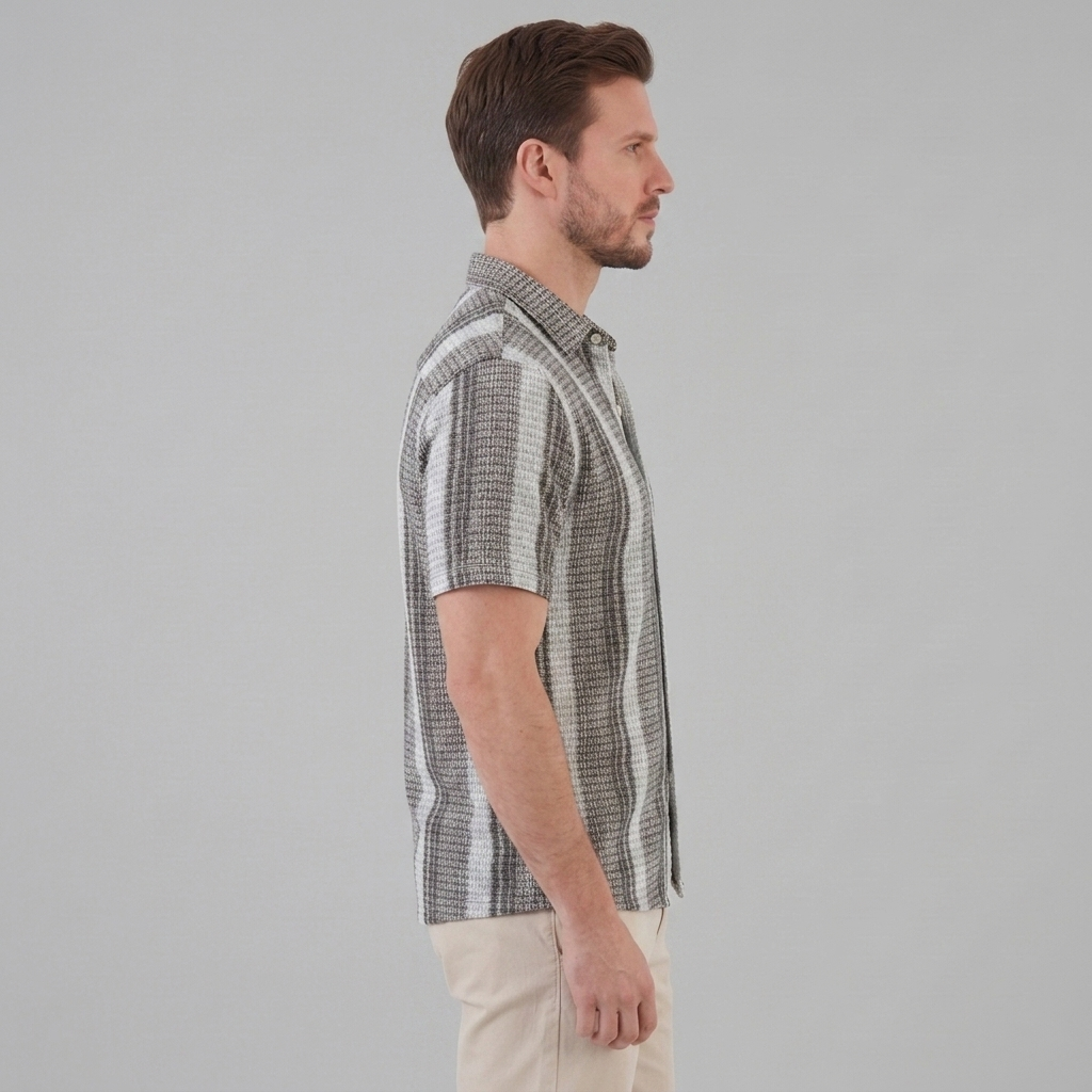 Short Sleeve Striped Shirt for Men Casual Summer