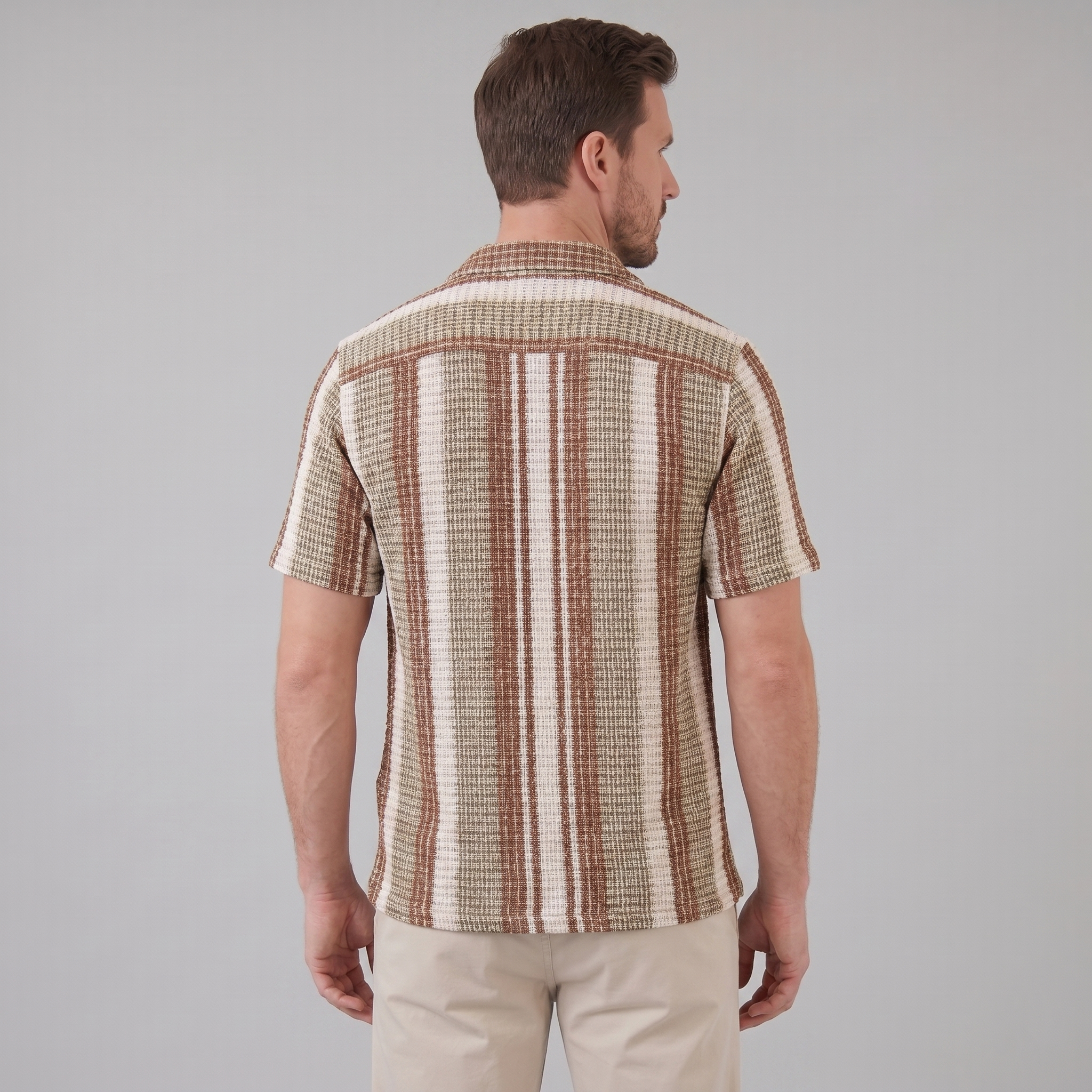 Short Sleeve Striped Shirt for Men Casual Summer