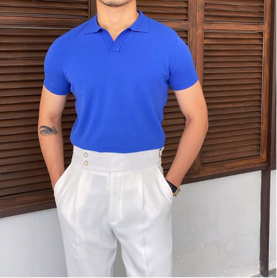 OLD MONEY V Collar Polo Shirt