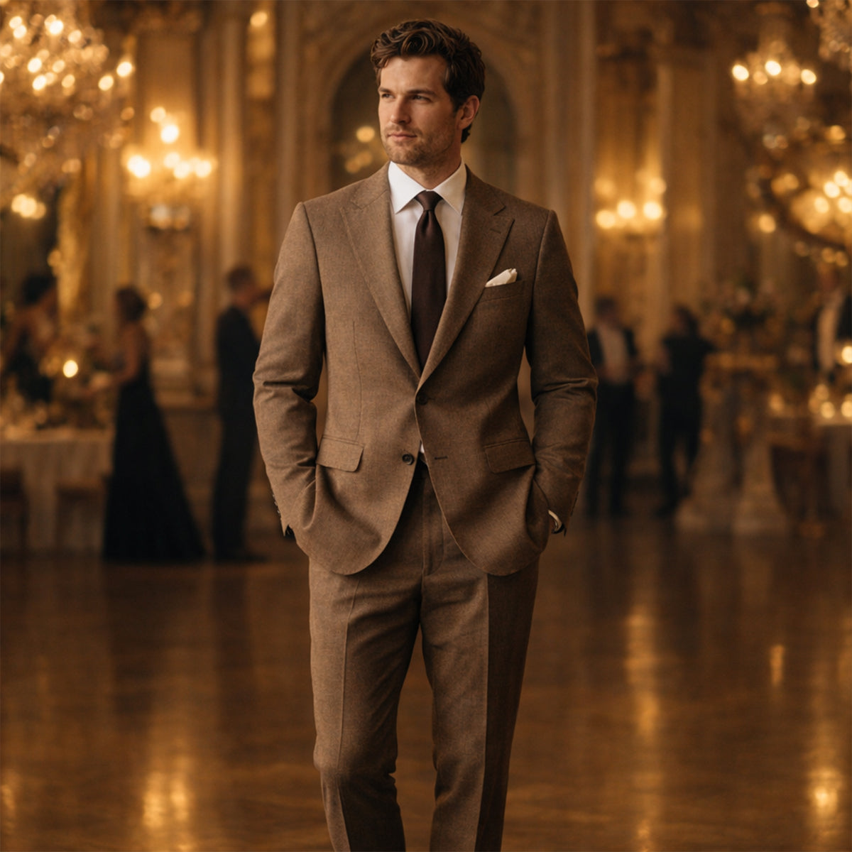 The Brookstone Ridge Men’s Classic Linen Wedding Suit – 2 Piece Single Breasted Set