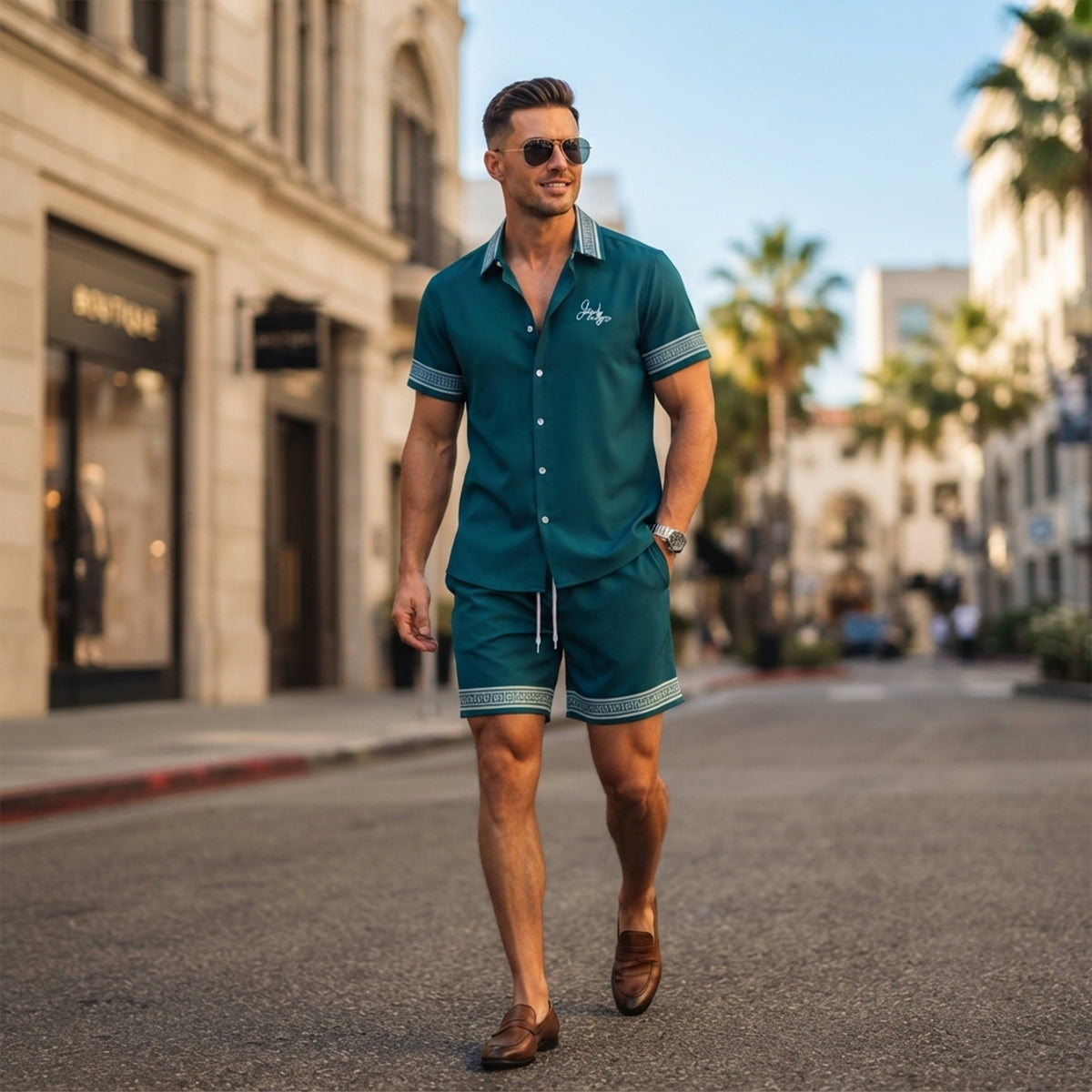 The Stonehill Men’s Retro Print Set – Shirt & Short