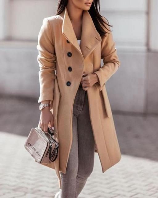 Women's Belted Long Wool Coat