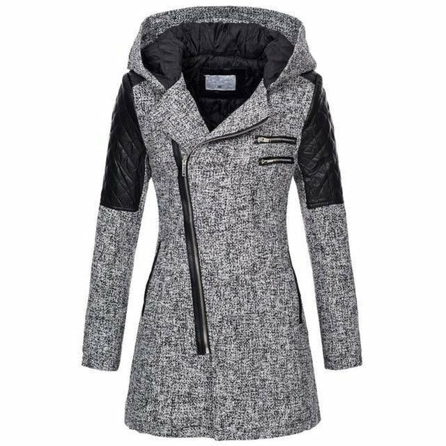 Women's Hooded Patchwork Long Coat