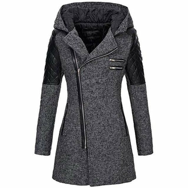 Women's Hooded Patchwork Long Coat