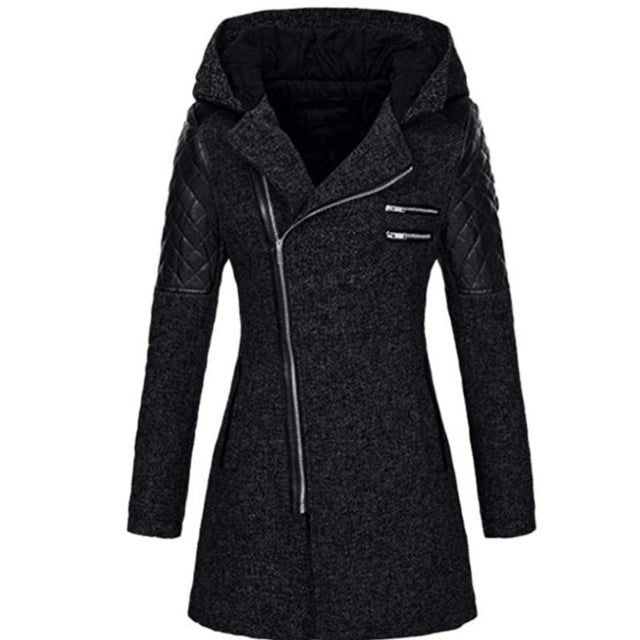 Women's Hooded Patchwork Long Coat