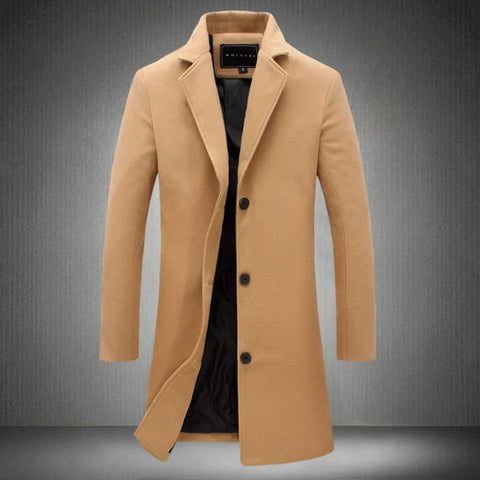 Men's Notch Lapel Long Winter Coat