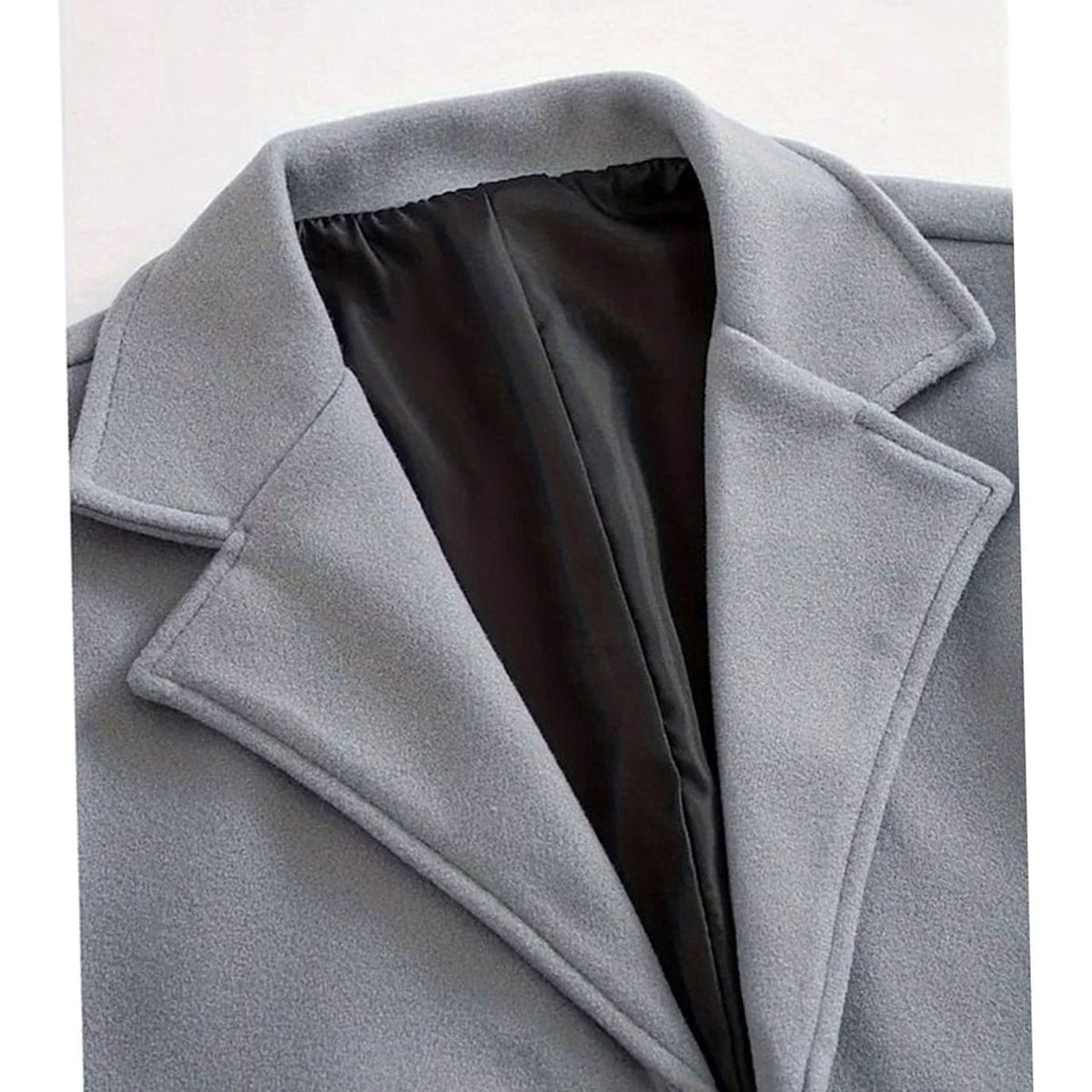 Men's Long Wool Winter Coat with Single Button Row