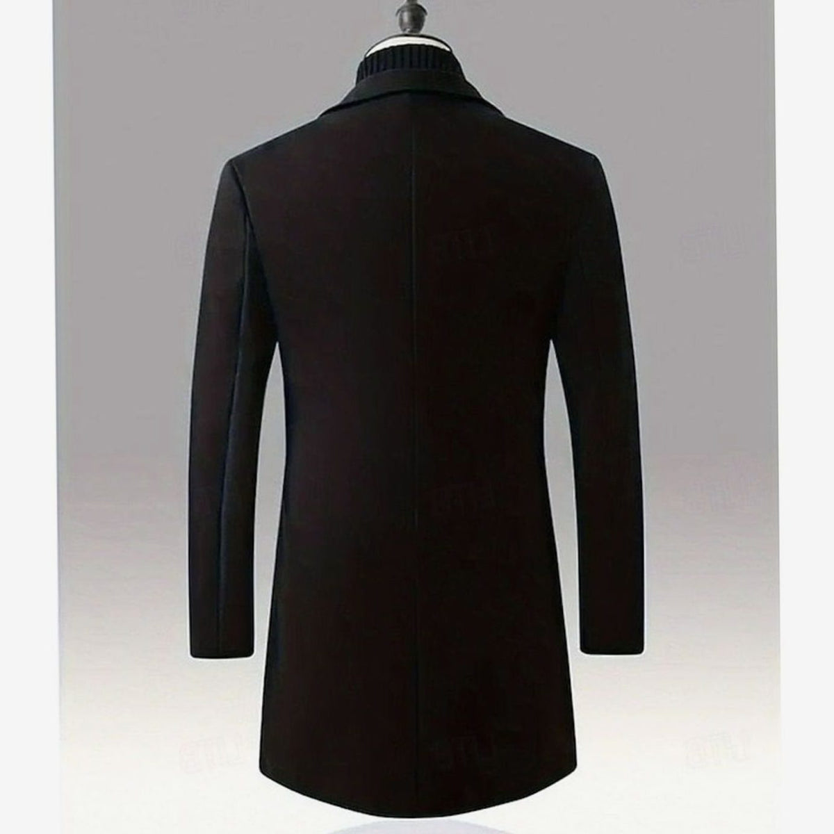 Men's Long Wool Winter Coat with Single Button Row