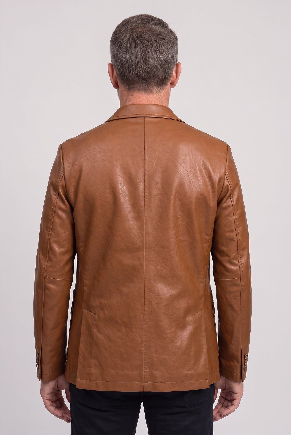 Men's Notched Lapel Leather Blazer