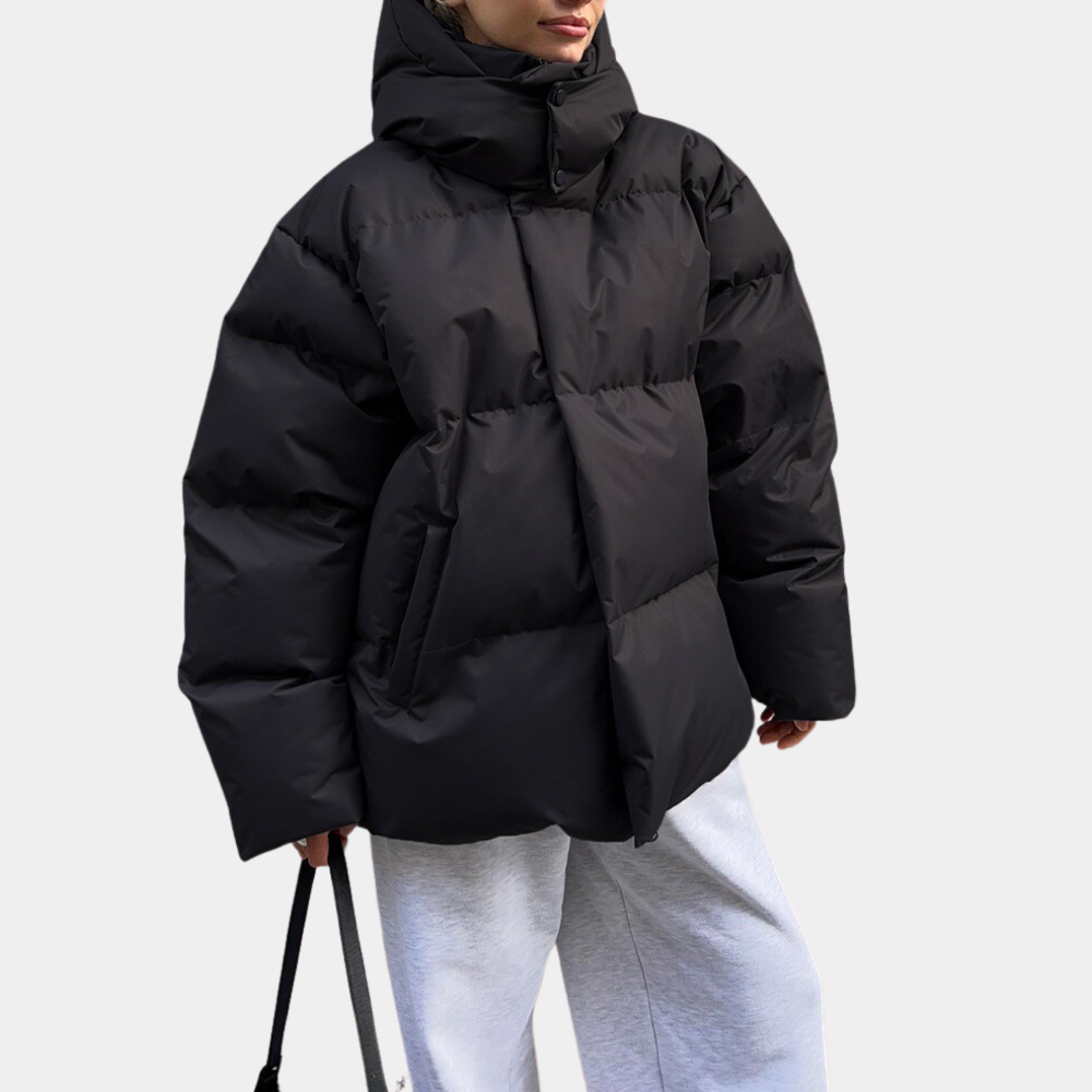 Women's Hooded Padded Winter Jacket with Zipper