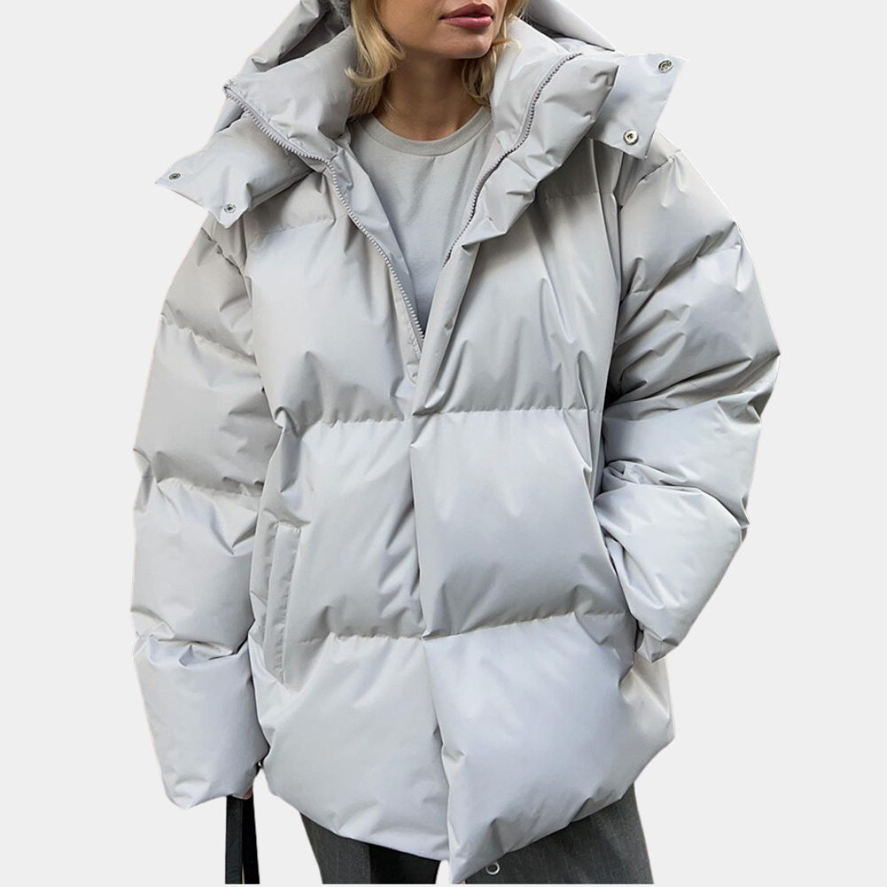 Women's Hooded Padded Winter Jacket with Zipper