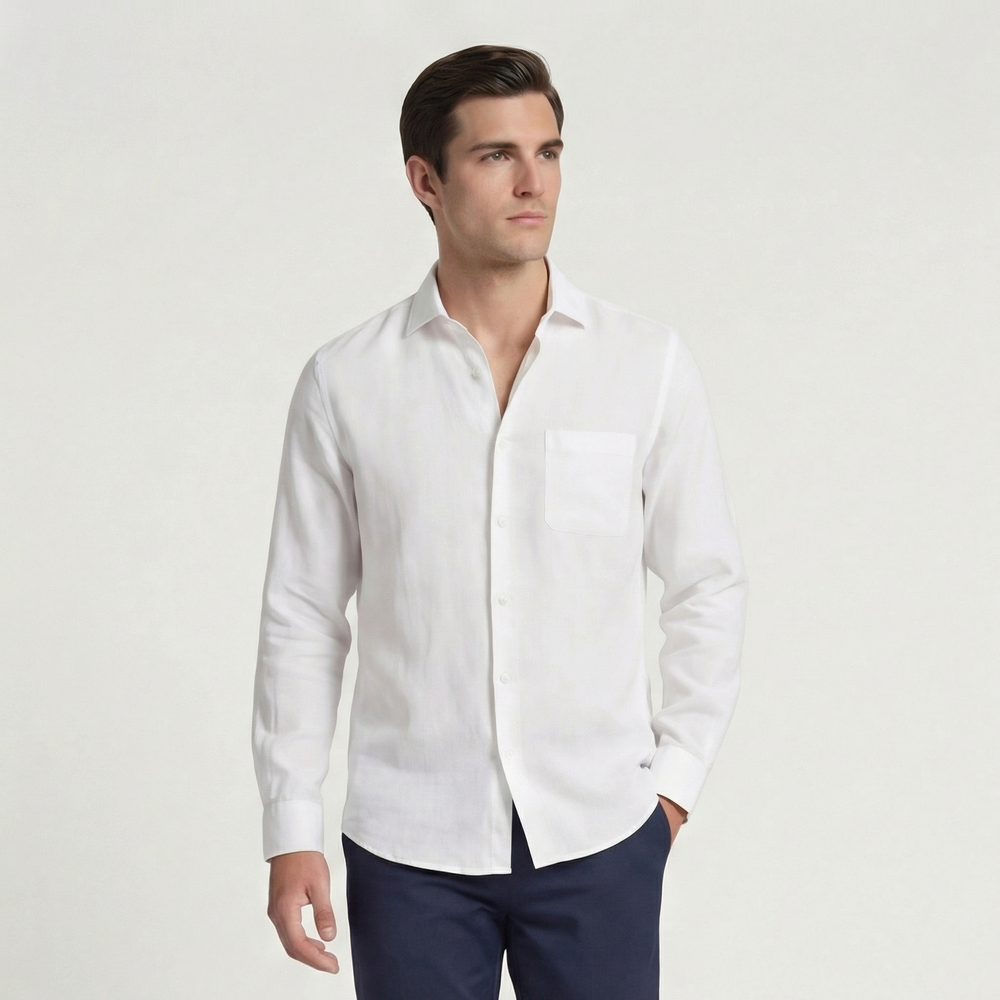 Linen Shirt for Men Long Sleeves Casual