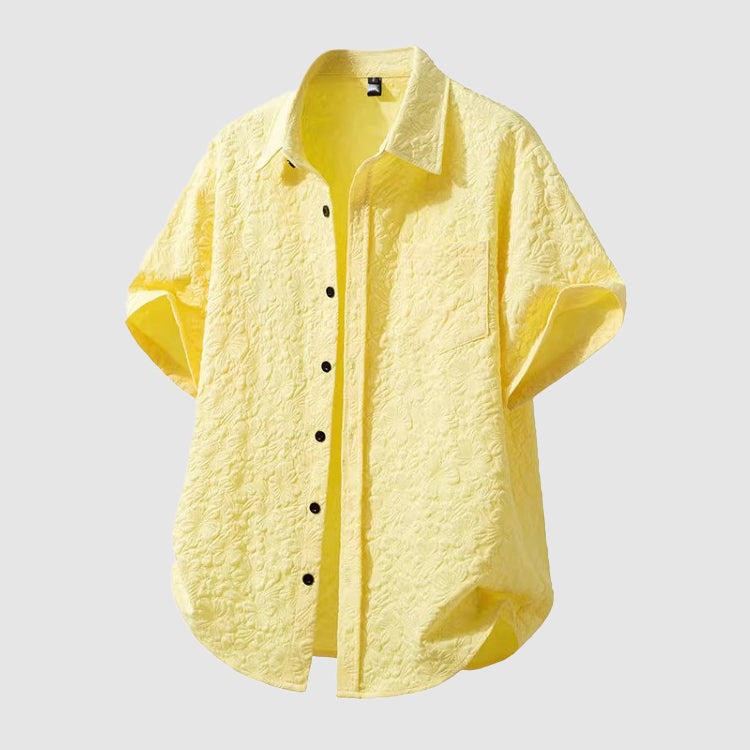 Linen Shirt Men Regular Fit Short Sleeves Chest Pocket Casual