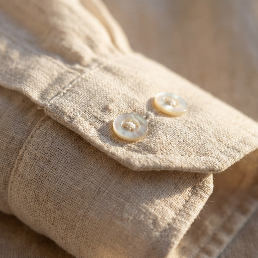 Linen Shirt Men Long Sleeves Casual Summer