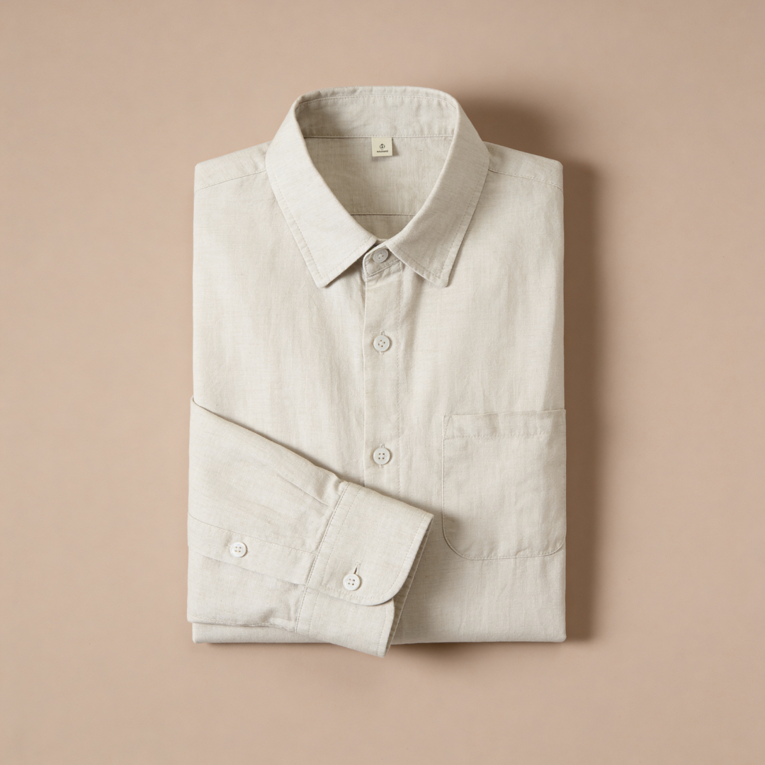 Linen Shirt Men Long Sleeves Casual Summer
