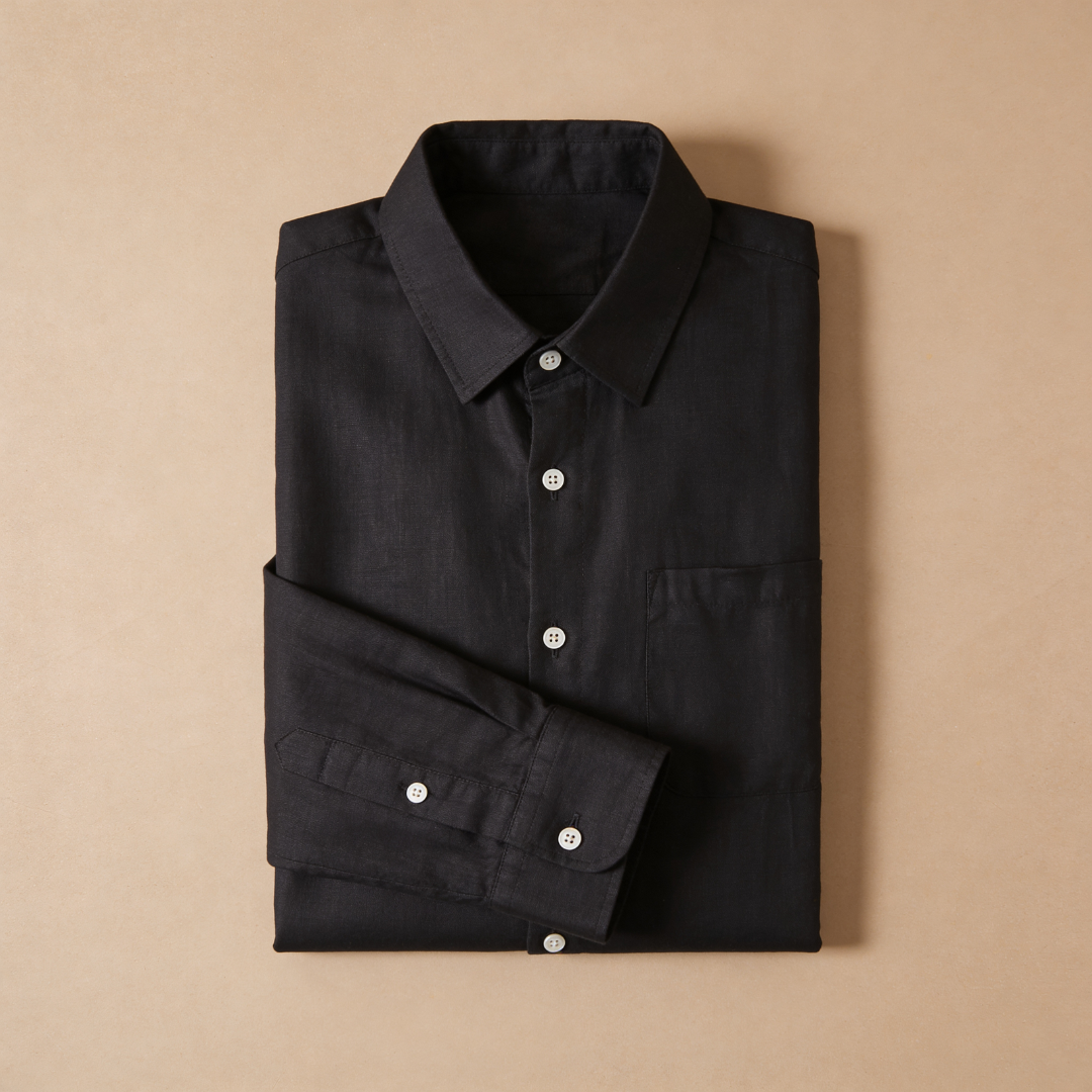 Linen Shirt Men Long Sleeves Casual Summer