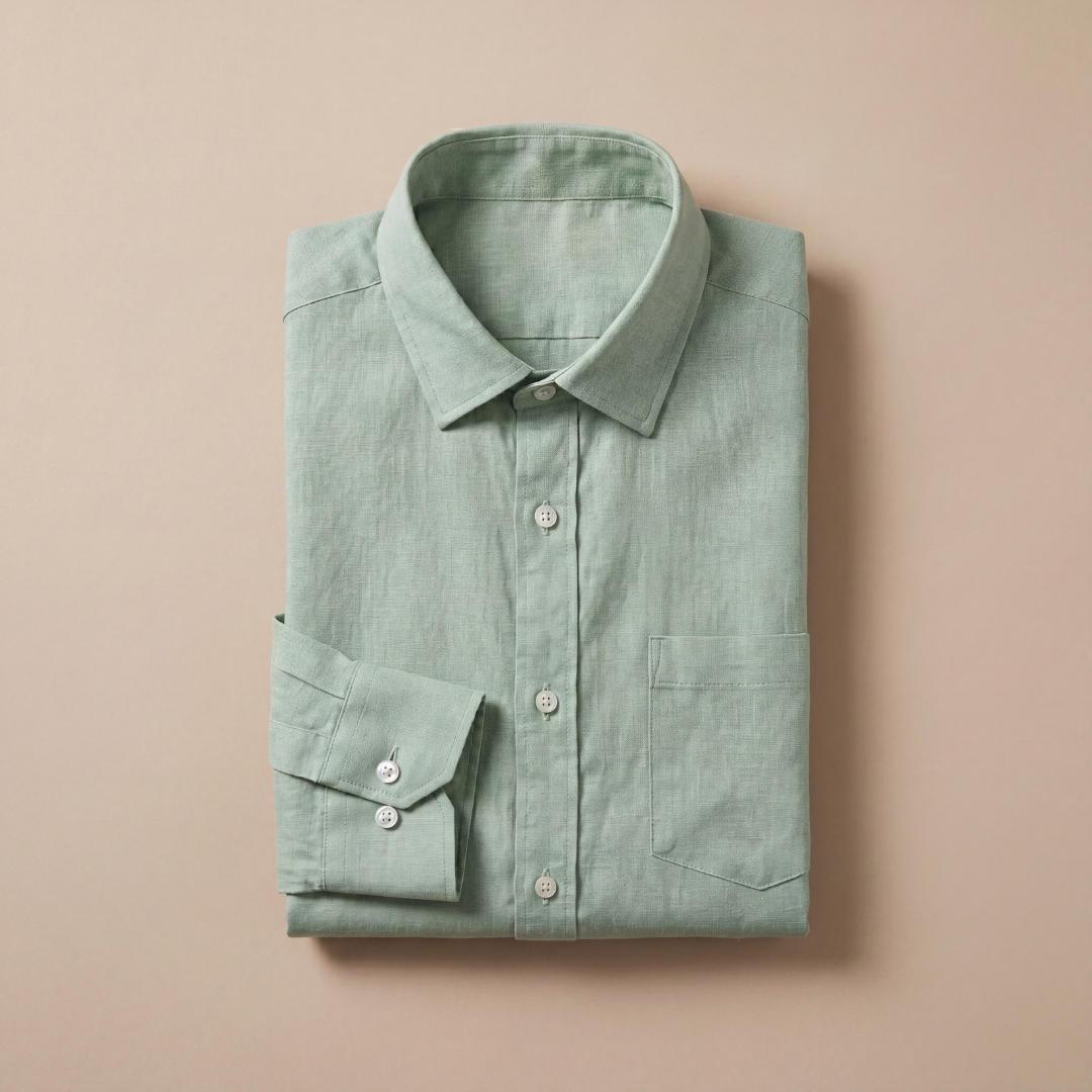 Linen Shirt Men Long Sleeves Casual Summer