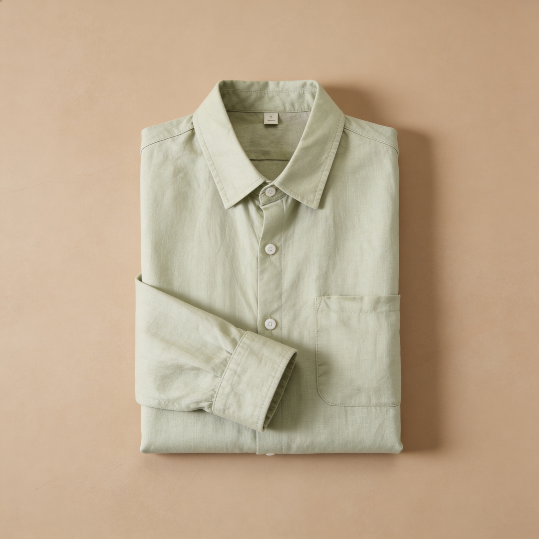 Linen Shirt Men Long Sleeves Casual Summer