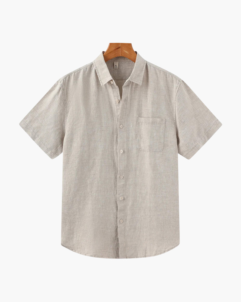 Linen Short Sleeve Shirt for Men Summer Casual