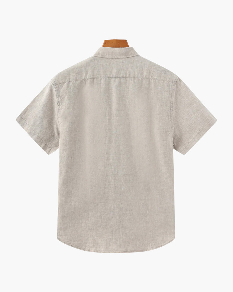 Linen Short Sleeve Shirt for Men Summer Casual