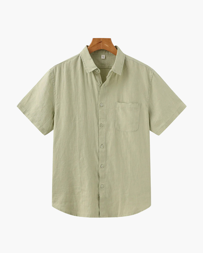 Linen Short Sleeve Shirt for Men Summer Casual