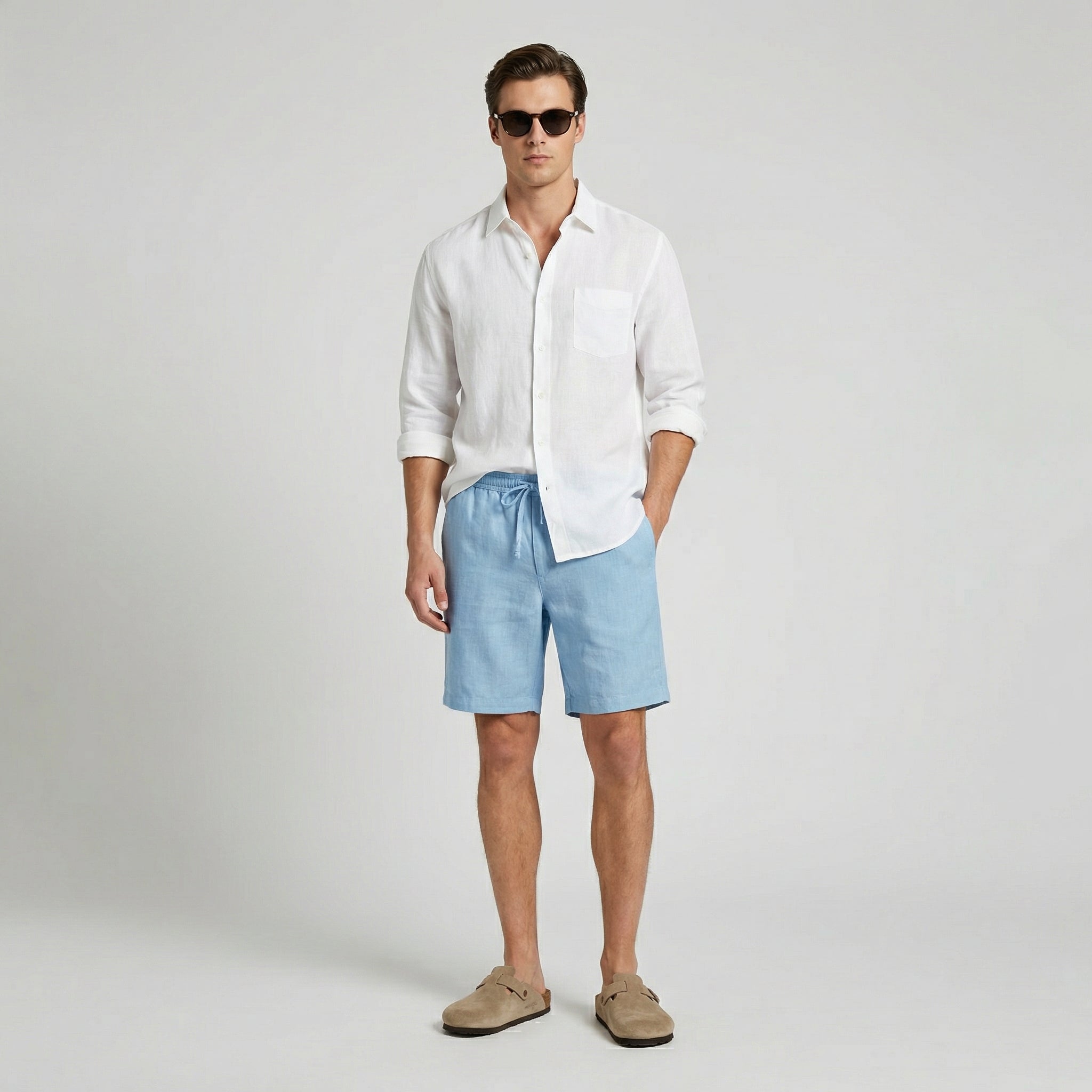 Linen Shorts Men Casual Summer