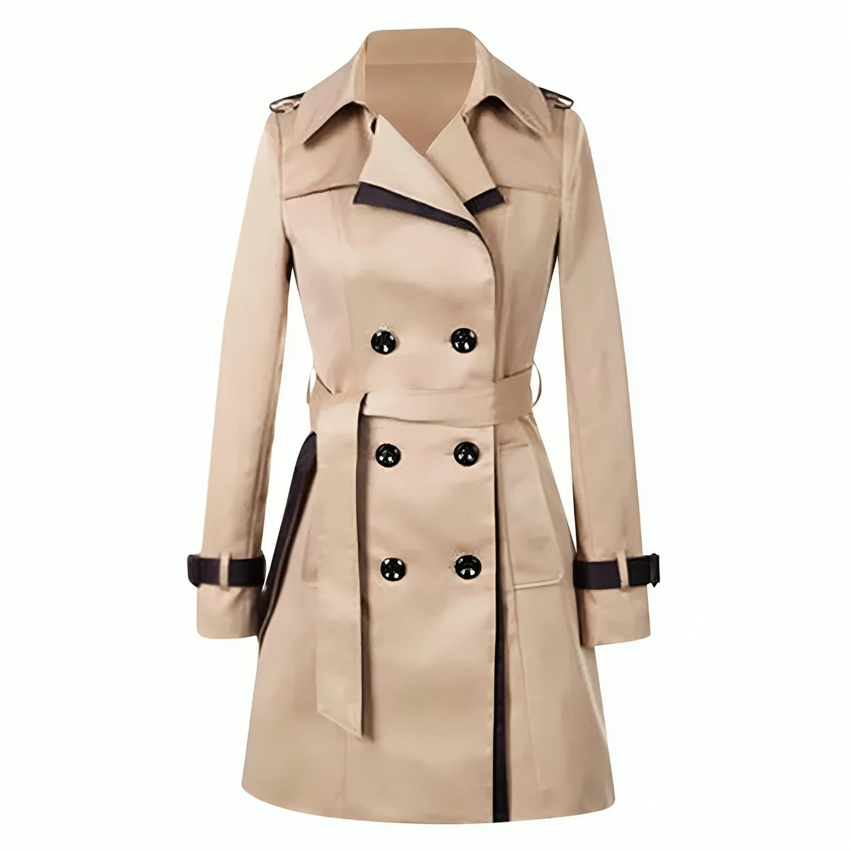 Removable-Belt Double-Breasted Trench Coat