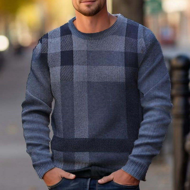 Sheldon | Checkered Crew Neck Sweater