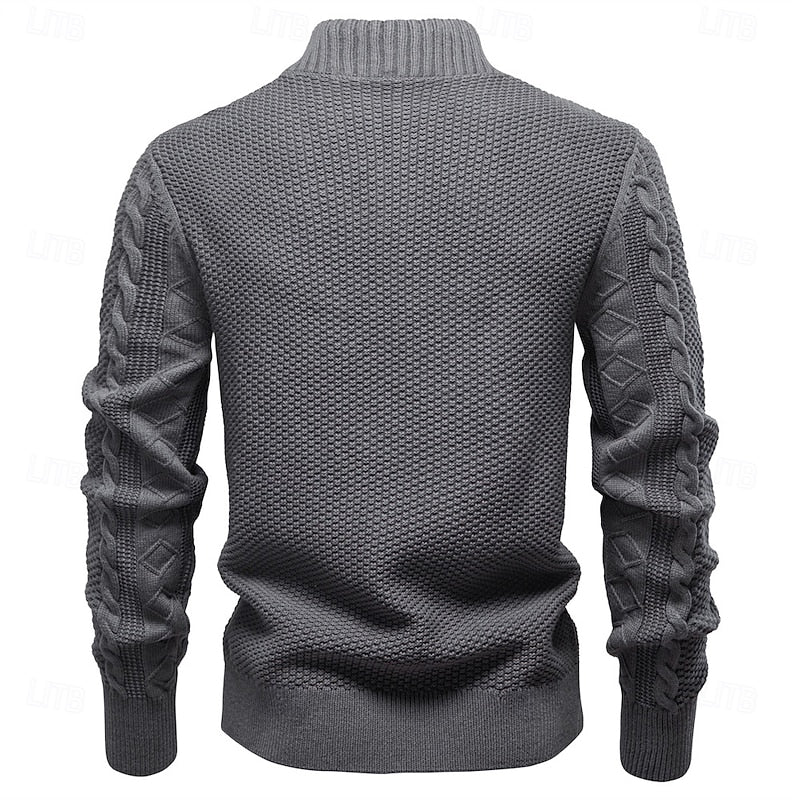 Clive | Zip-Up Cable Knit Cardigan