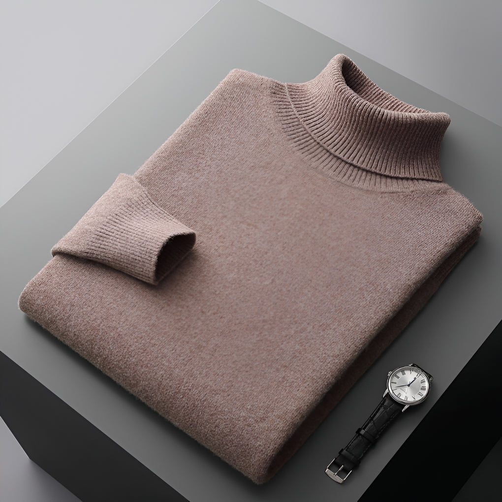 Luxury Roll Neck Jumper for Men with Ribbed Cuffs