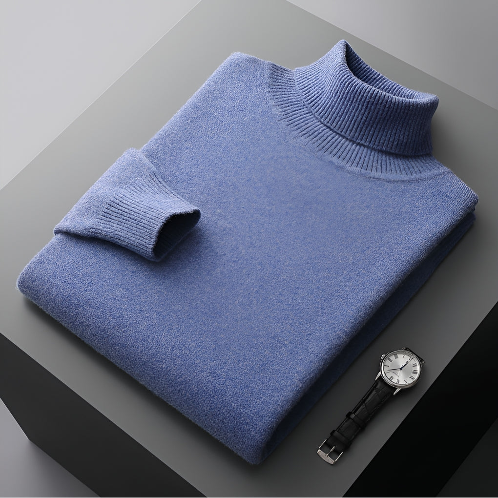 Luxury Roll Neck Jumper for Men with Ribbed Cuffs