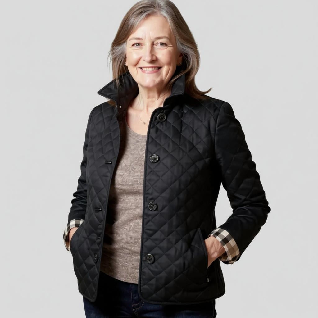 Luxury Quilted Jacket for Women with Collar