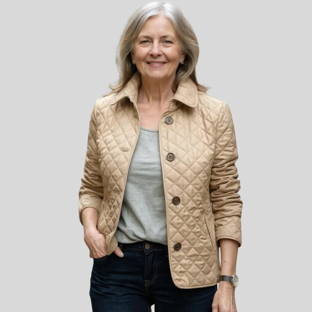 Luxury Quilted Jacket for Women with Collar