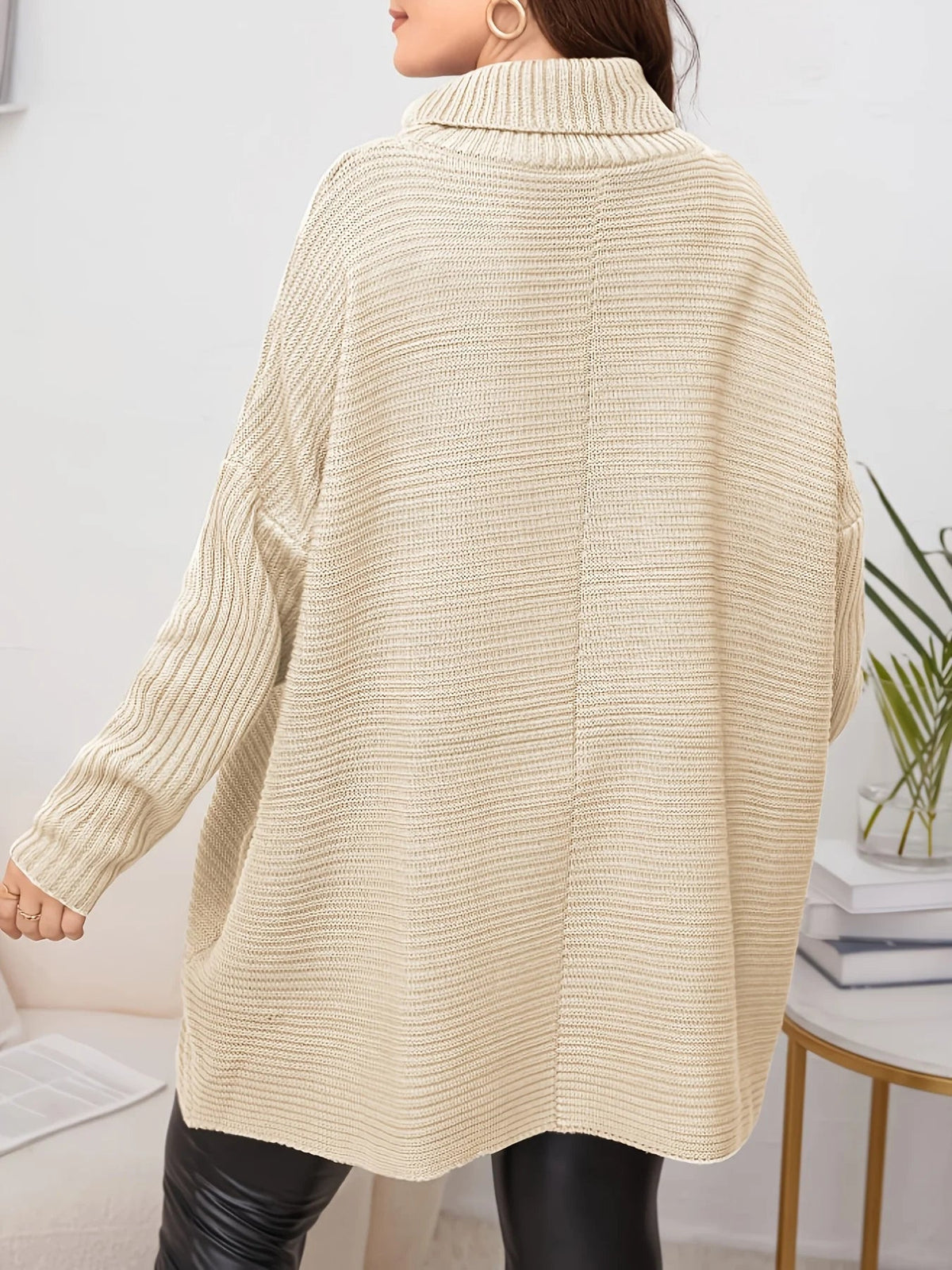 Women's Chunky Knit Dress with Turtleneck
