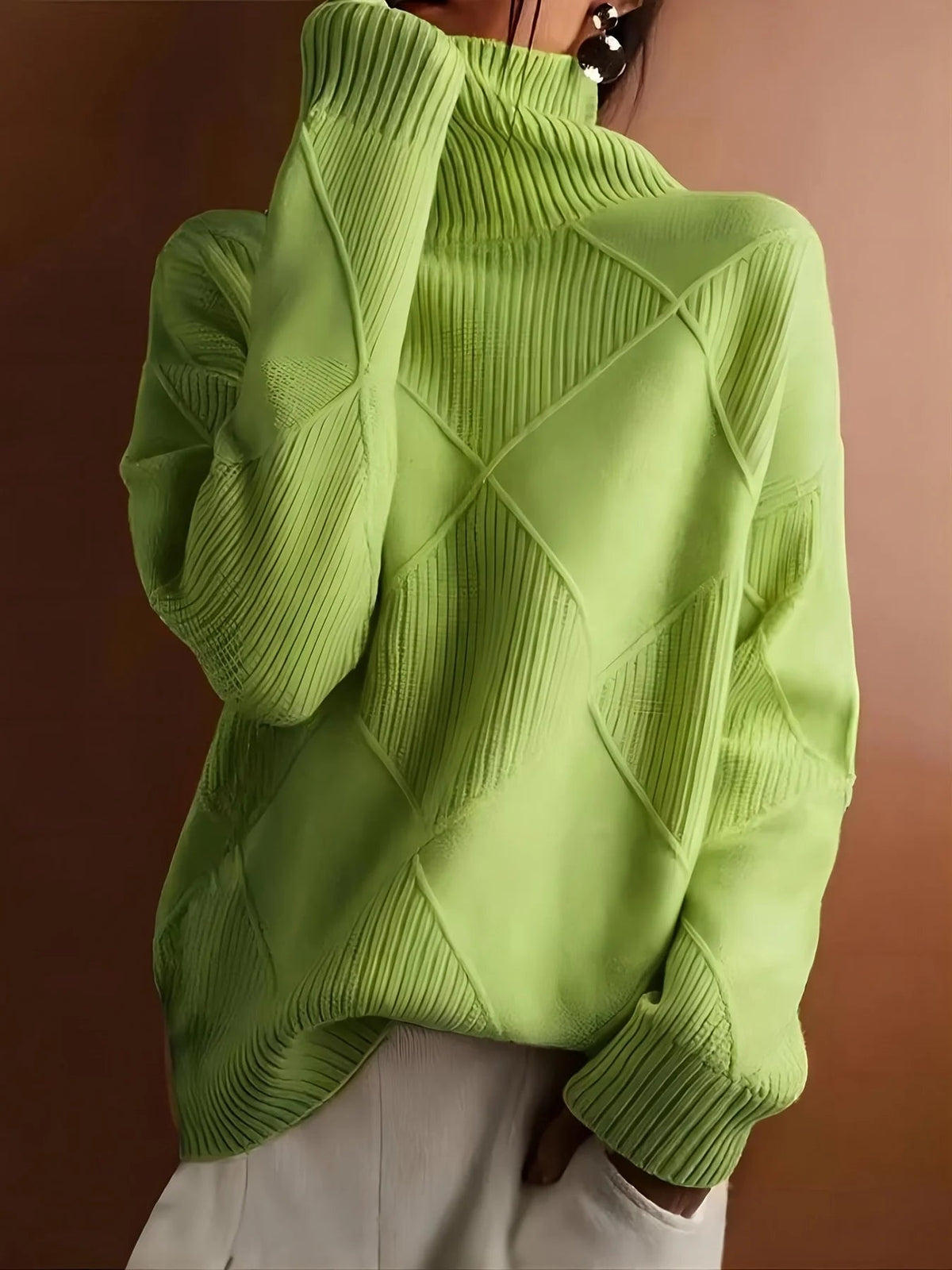 Women's Cable Knit Jumper with High Neck