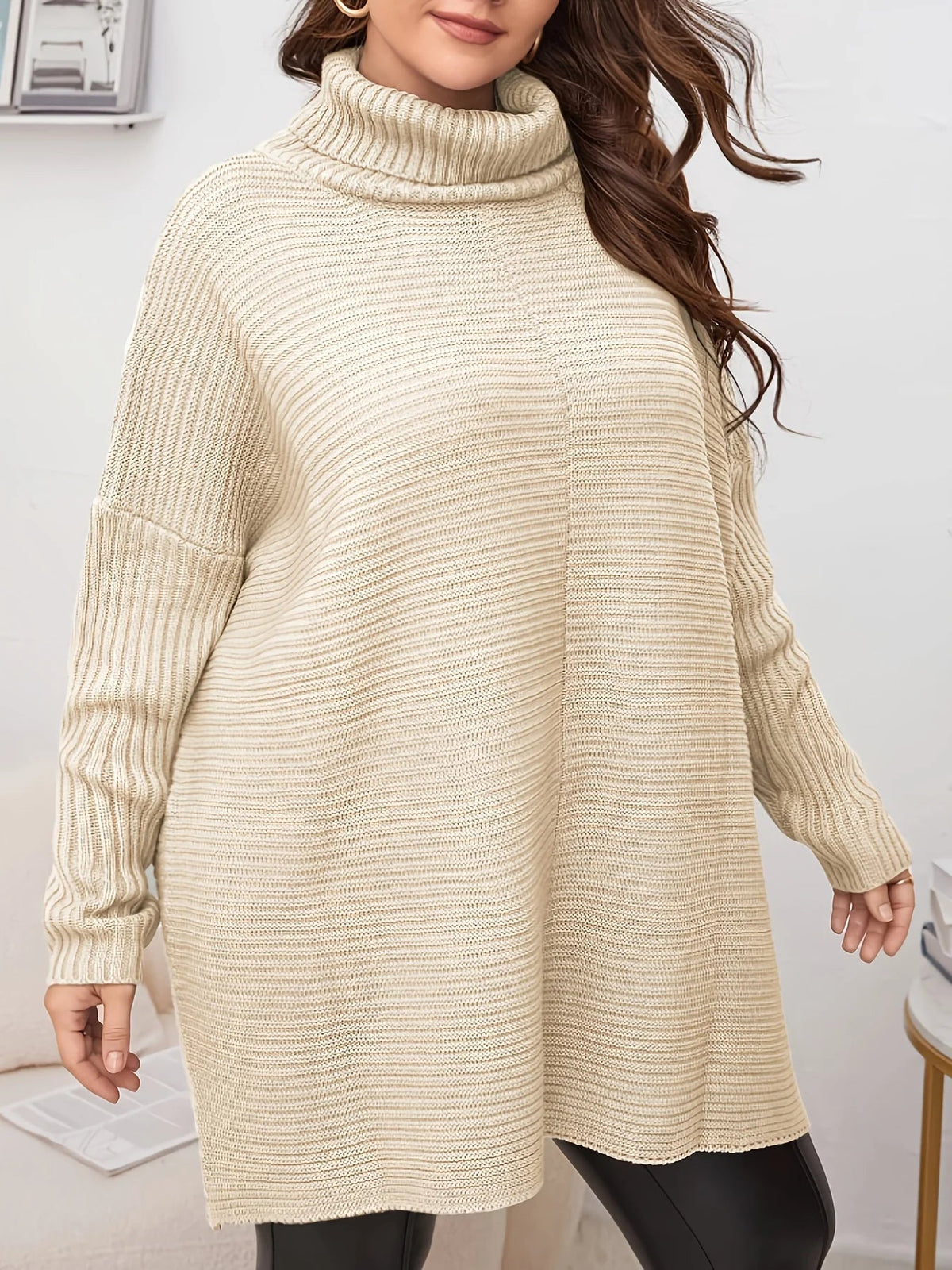 Women's Chunky Knit Dress with Turtleneck