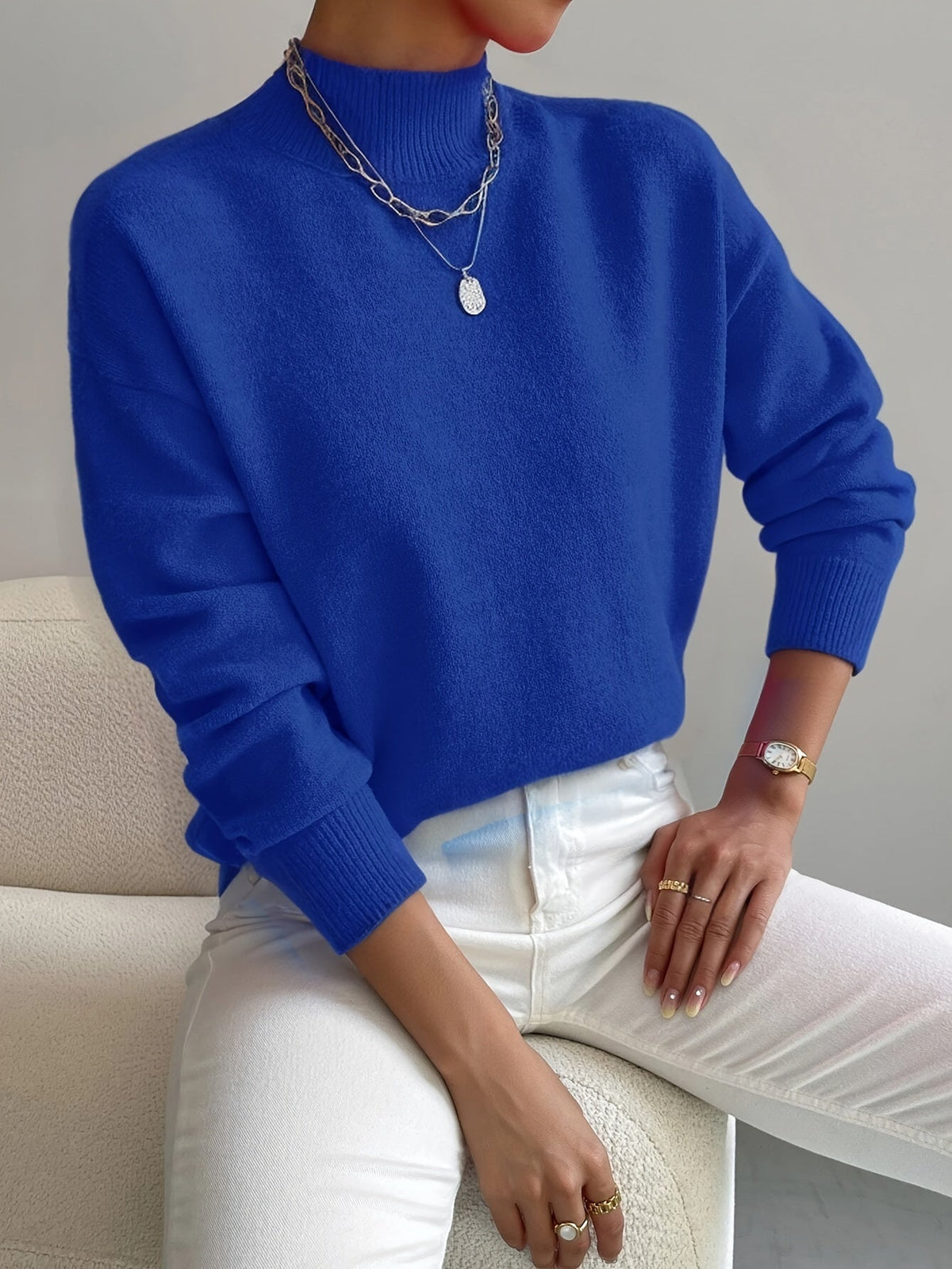Women's Ribbed High Neck Pullover