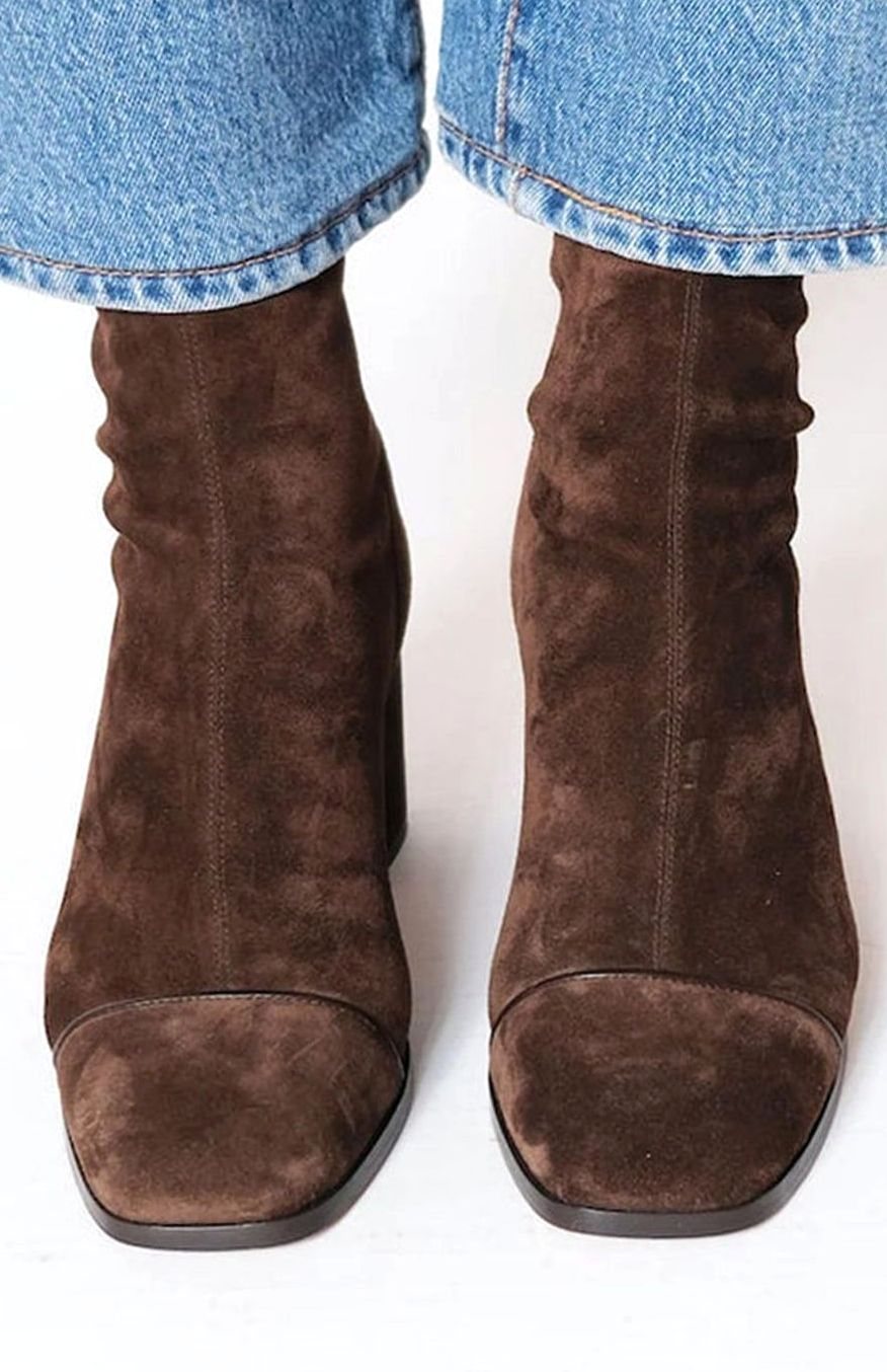 Martha | Women's Winter Ankle Boots in Suede-Look with Block Heel