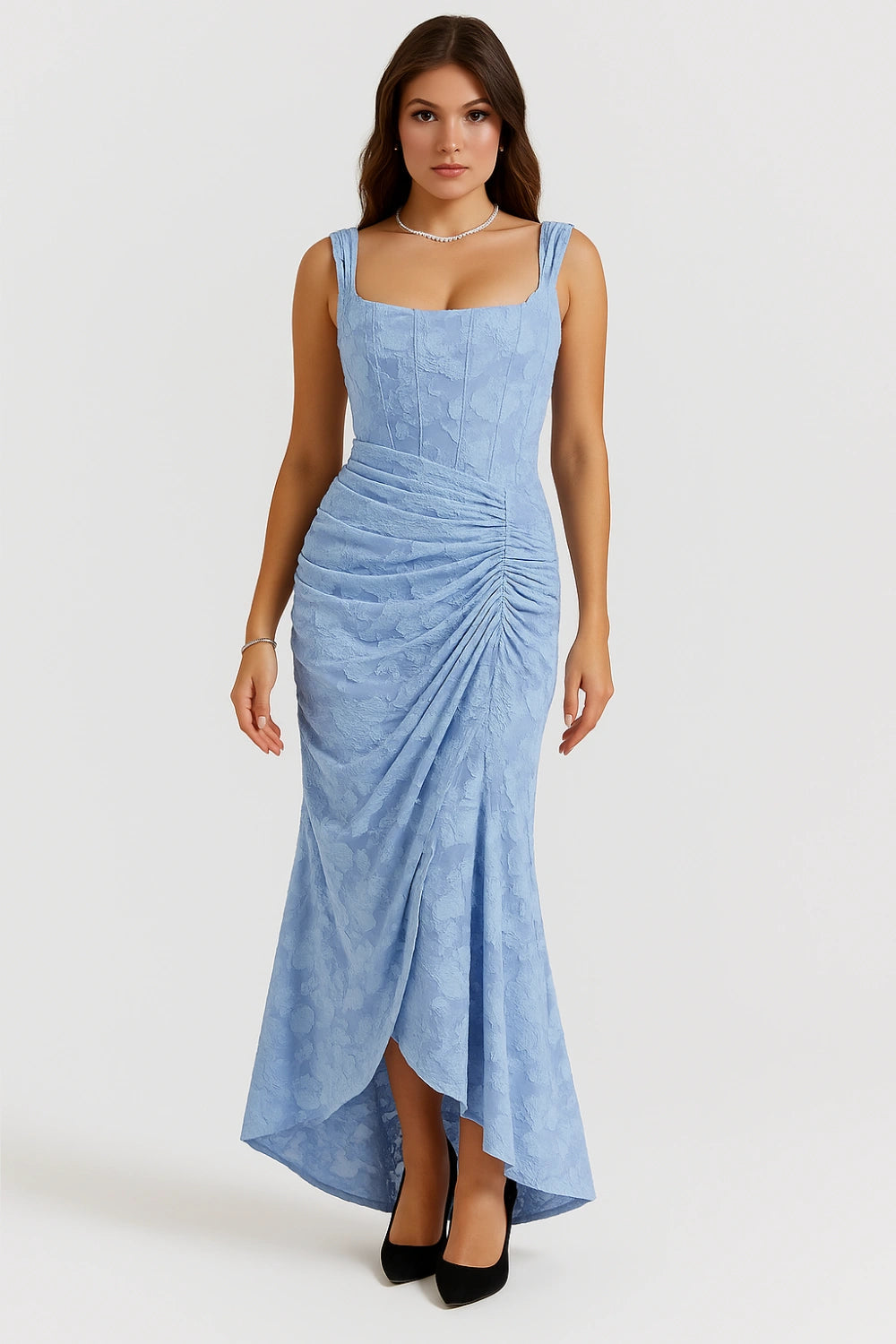 Maxi Dress Ladies Round Neck Long Sleeves Casual